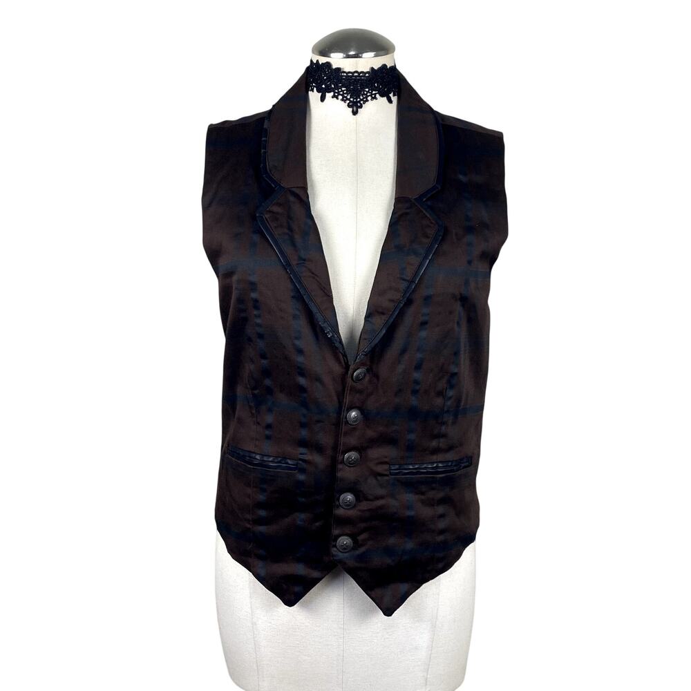 Lip Service Steampunk Grunge Mallgoth Alt Cosplay Brown Collared Vest S Unisex
